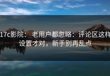17c影院： 老用户都忽略：评论区这样设置才对，新手别再乱点
