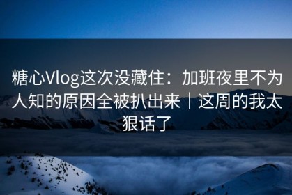 糖心Vlog这次没藏住：加班夜里不为人知的原因全被扒出来｜这周的我太狠话了