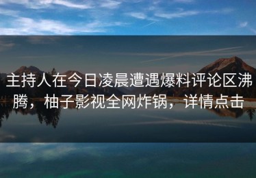 主持人在今日凌晨遭遇爆料评论区沸腾，柚子影视全网炸锅，详情点击