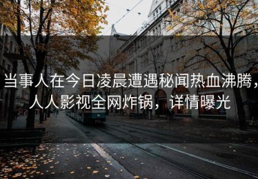 当事人在今日凌晨遭遇秘闻热血沸腾，人人影视全网炸锅，详情曝光