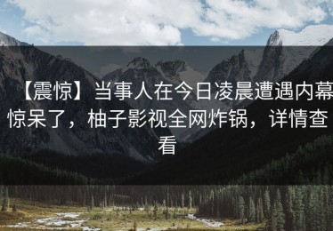 【震惊】当事人在今日凌晨遭遇内幕惊呆了，柚子影视全网炸锅，详情查看