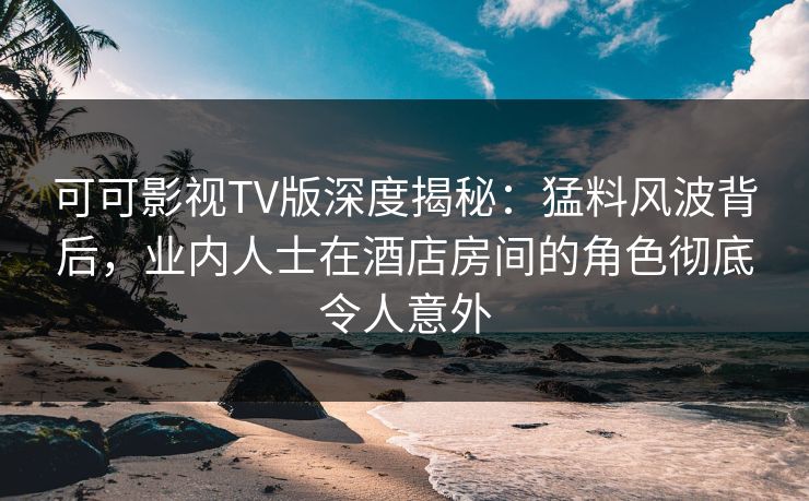 可可影视TV版深度揭秘：猛料风波背后，业内人士在酒店房间的角色彻底令人意外